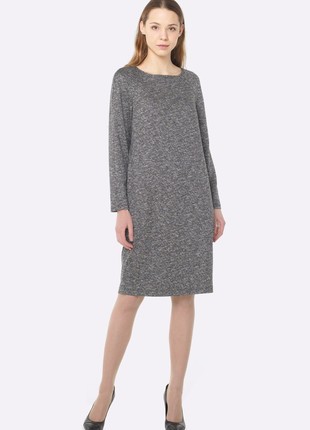 Gray knitted loose fit dress with pockets 56341 photo