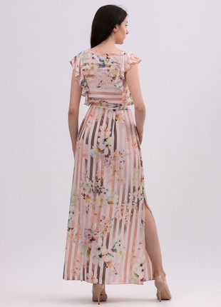 Stretch chiffon maxi dress with delicate floral print 56984 photo