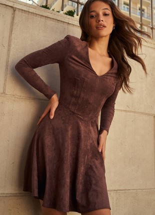 CHOCOLATE MINI DRESS IN ECO-SUEDE GEPUR1 photo