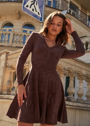 CHOCOLATE MINI DRESS IN ECO-SUEDE GEPUR3 photo