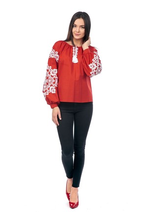 Woman's embroidered blouse red 899-18/001 photo