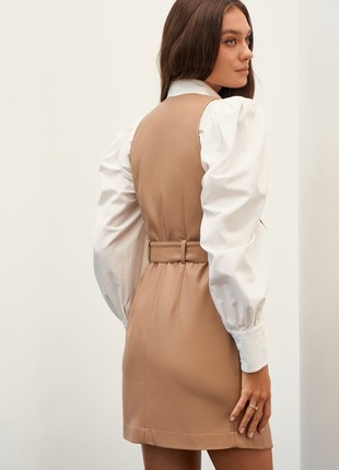 BEIGE BELTED OVERALL DRESS GEPUR4 photo