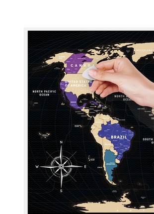 Wall scratch map Travel Map Black World4 photo