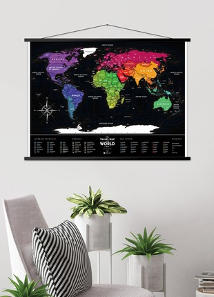 Wall scratch map Travel Map Black World3 photo