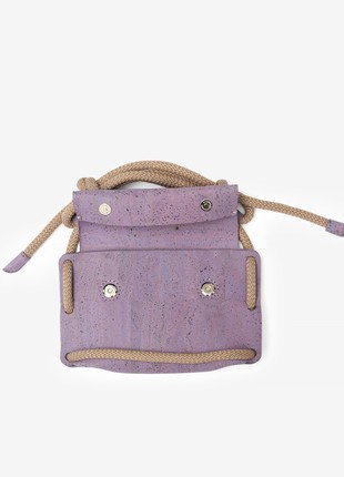 Natural cork crossbody bag Kumotori mini in purple color3 photo