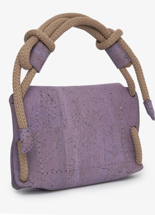 Natural cork crossbody bag Kumotori mini in purple color4 photo
