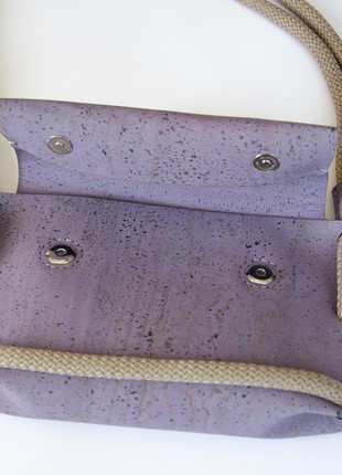Natural cork crossbody bag Kumotori mini in purple color8 photo