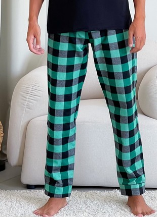 Flannel COZY Pajama Pants for Men Green/Black F200P