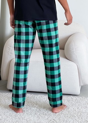 Flannel COZY Pajama Pants for Men Green/Black F200P2 photo