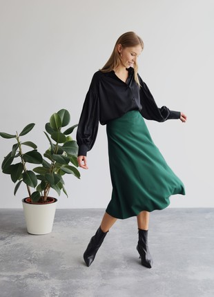 Green midi a-line skirt