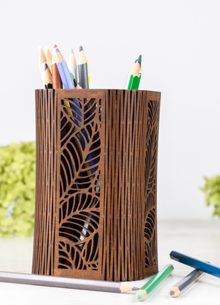 Floral Wood Pensil Pot | Makeup Brush Holder1 photo