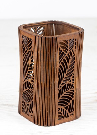 Floral Wood Pensil Pot | Makeup Brush Holder2 photo