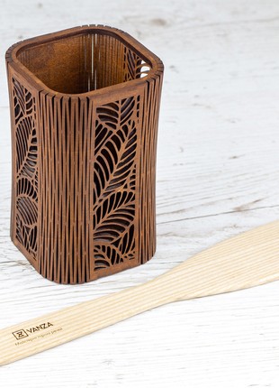 Floral Wood Pensil Pot | Makeup Brush Holder6 photo