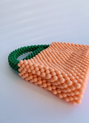 Orange beaded bag green pen comfortable bag Bachelorette party favors anniversary gift for girlfriend 21st birthday gift for her5 photo