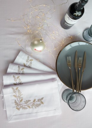 Napkin under plate "Golden Flowers" 0.30*0.40m white 362-20/002 photo