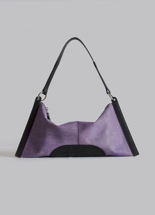 Natural cork handbag Ilsa in black and purple combination1 photo