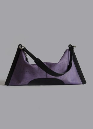 Natural cork handbag Ilsa in black and purple combination2 photo