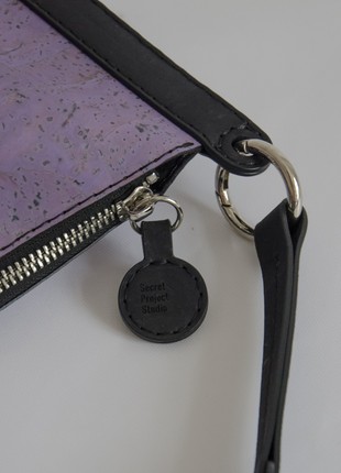 Natural cork handbag Ilsa in black and purple combination8 photo