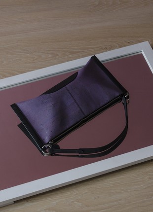 Natural cork handbag Ilsa in black and purple combination6 photo