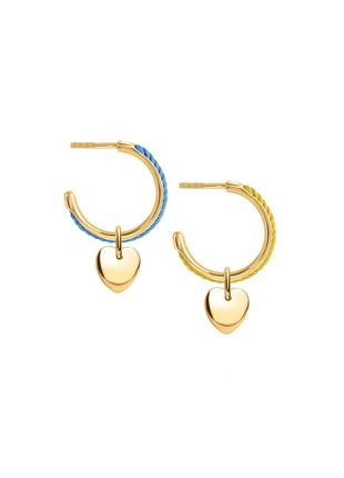 Patriotic Omega earrings with Heart loop charm