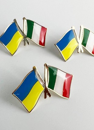3pcs badge set Flag of Ukraine / Italy