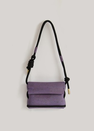 Natural cork crossbody bag Midori in purple color