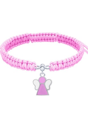 Braided bracelet Angel with pink and white enamel1 photo