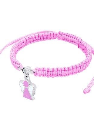 Braided bracelet Angel with pink and white enamel3 photo