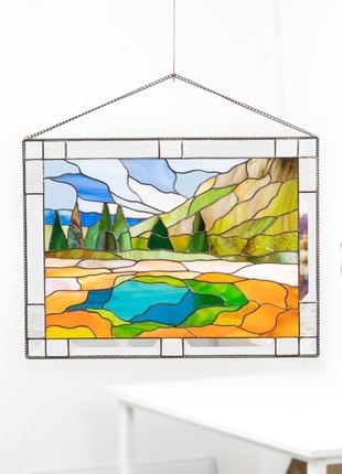 Yellowstone stained glass panel