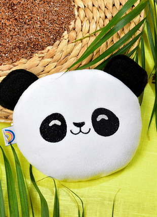 Adorable Panda Baby Heating Pad - Organic Flaxseed Filled, Microwavable for Soothing Comfort