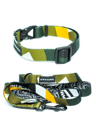 Dog collar and leash set Gangsta M+8ft (250cm)