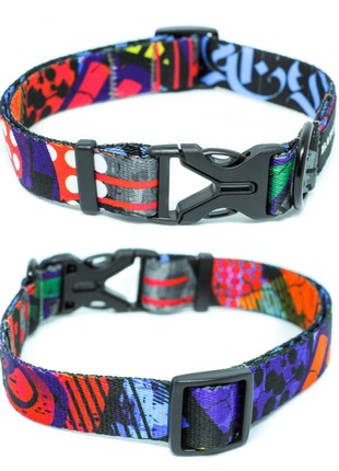 Dog collar nylon BAT&RO "Art" L (50-60cm)
