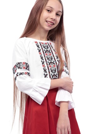 Embroidered blouse for girls 122-152cm 336-19/091 photo