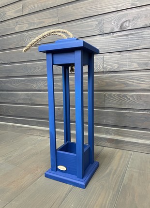 Candlestick wooden lantern blue 15x15x463 photo