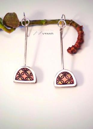 Pattern pink&silver earrings