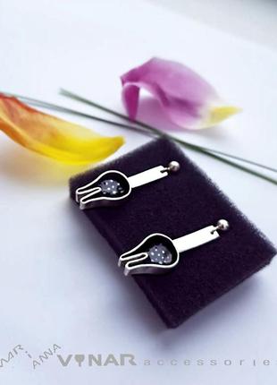 Black tulips silver earrings