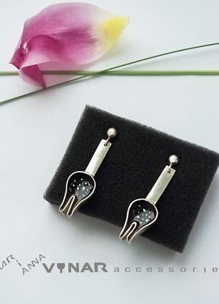 Black tulips silver earrings4 photo