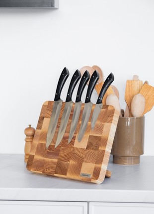 Wooden magnetic knife block