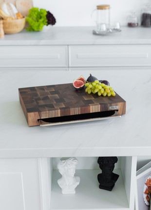 Walnut cutting board with tray