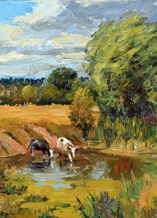 Oil painting At the waterpipe /  Serdyuk Boris Petrovich nSerb16