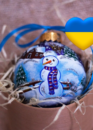 Snowman Christmas Ornament, Hand Painted Personalized Bauble2 photo