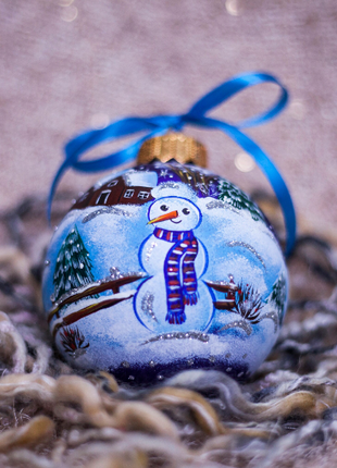Snowman Christmas Ornament, Hand Painted Personalized Bauble6 photo