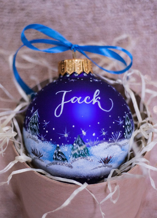 Snowman Christmas Ornament, Hand Painted Personalized Bauble7 photo