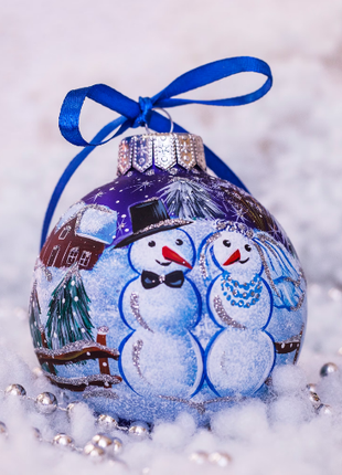 Snowman Christmas Ornament, Hand Painted Personalized Bauble9 photo