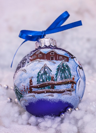 Just Married Christmas Gift - Hand Painted Ornament, Snowmen2 photo