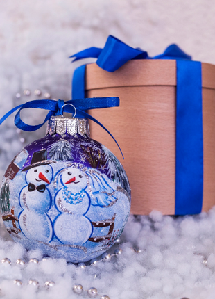 Just Married Christmas Gift - Hand Painted Ornament, Snowmen8 photo