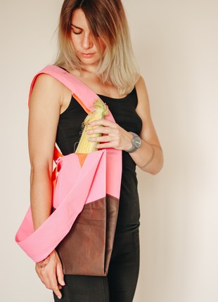 Shopper "Finn" is a stylish pink bag of medium size for shopping, handmade.3 photo