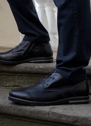 Black classic men's leather boots, large size. Berg z 69 photo