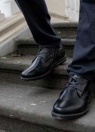 Black classic men's leather boots, large size. Berg z 64 photo