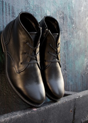 Black classic men's leather boots, large size. Berg z 63 photo